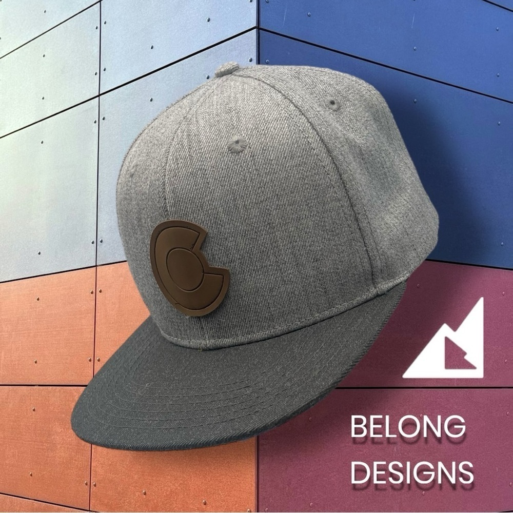 Belong Designs Gray Wool Blend Premium Flatbill Strapback Cap